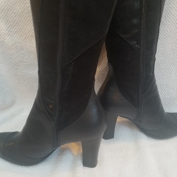 All leather new tall black winter boots - Picture 6 of 9